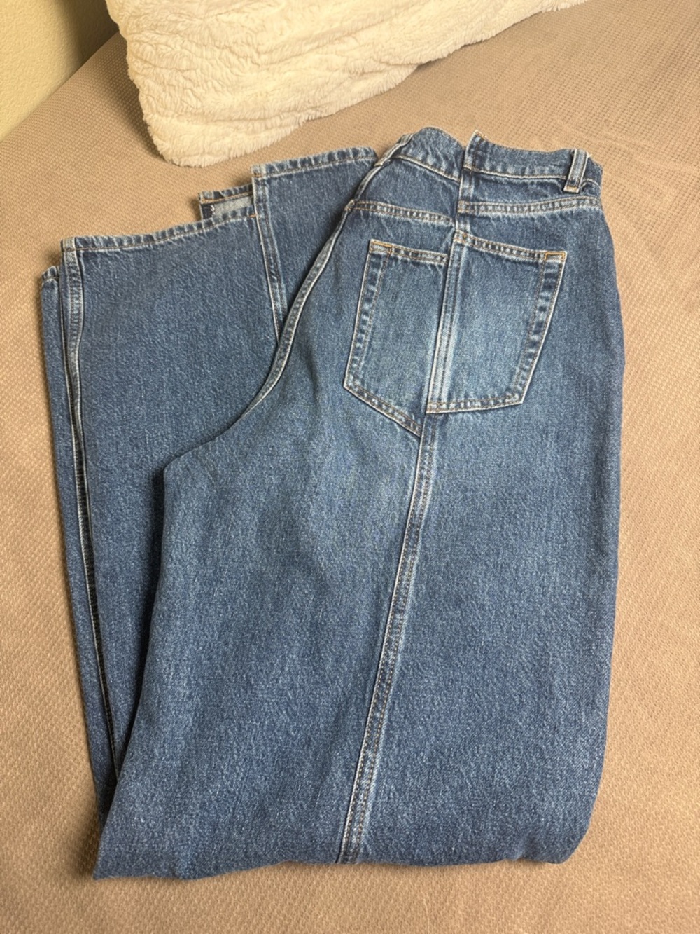 Reformation Medium Blue Wide-Leg Asymmetrical Denim Jeans